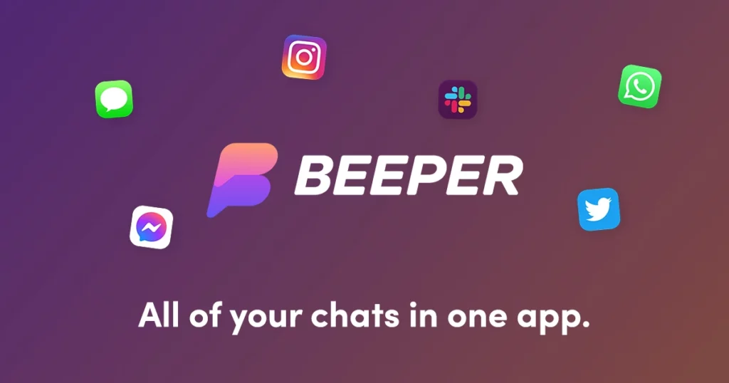 Beeper cloud logo with Beeper and app logos in the back; Beeper Cloud Vs Beeper Mini - Messaging Marvels Unveiled