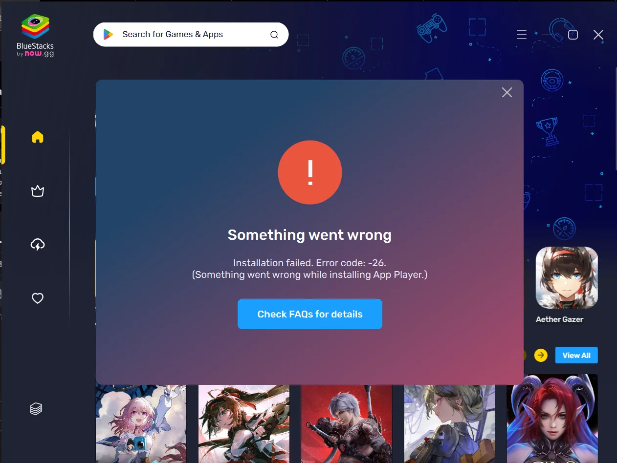 Bluestacks error; Bluestacks App Player Not Opening